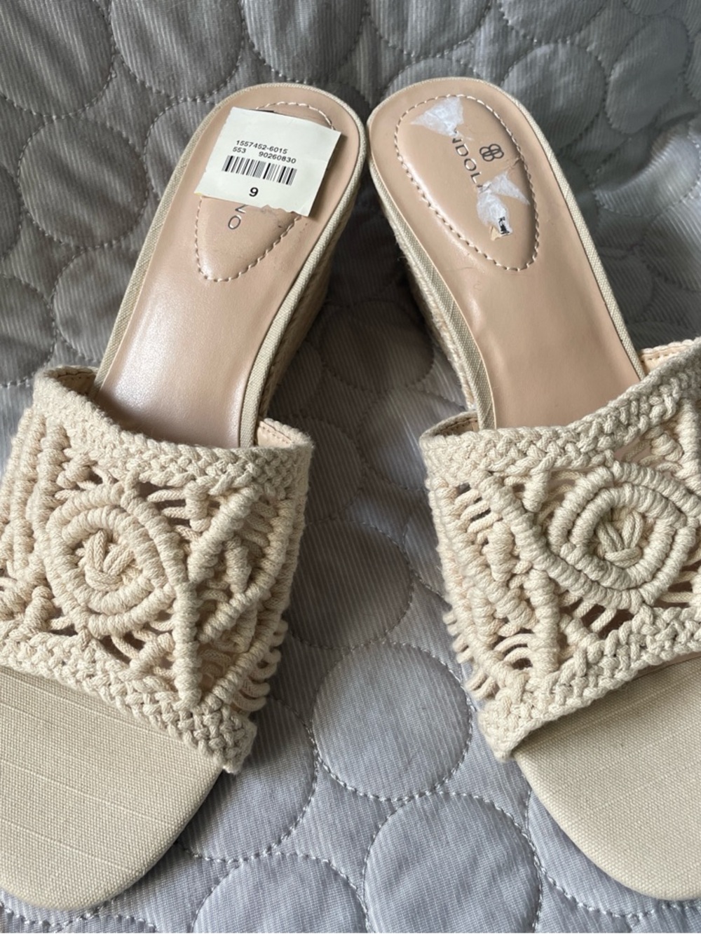 Bandolino Cream Crochet Slide Mules - Women's Neutral Knit Upper